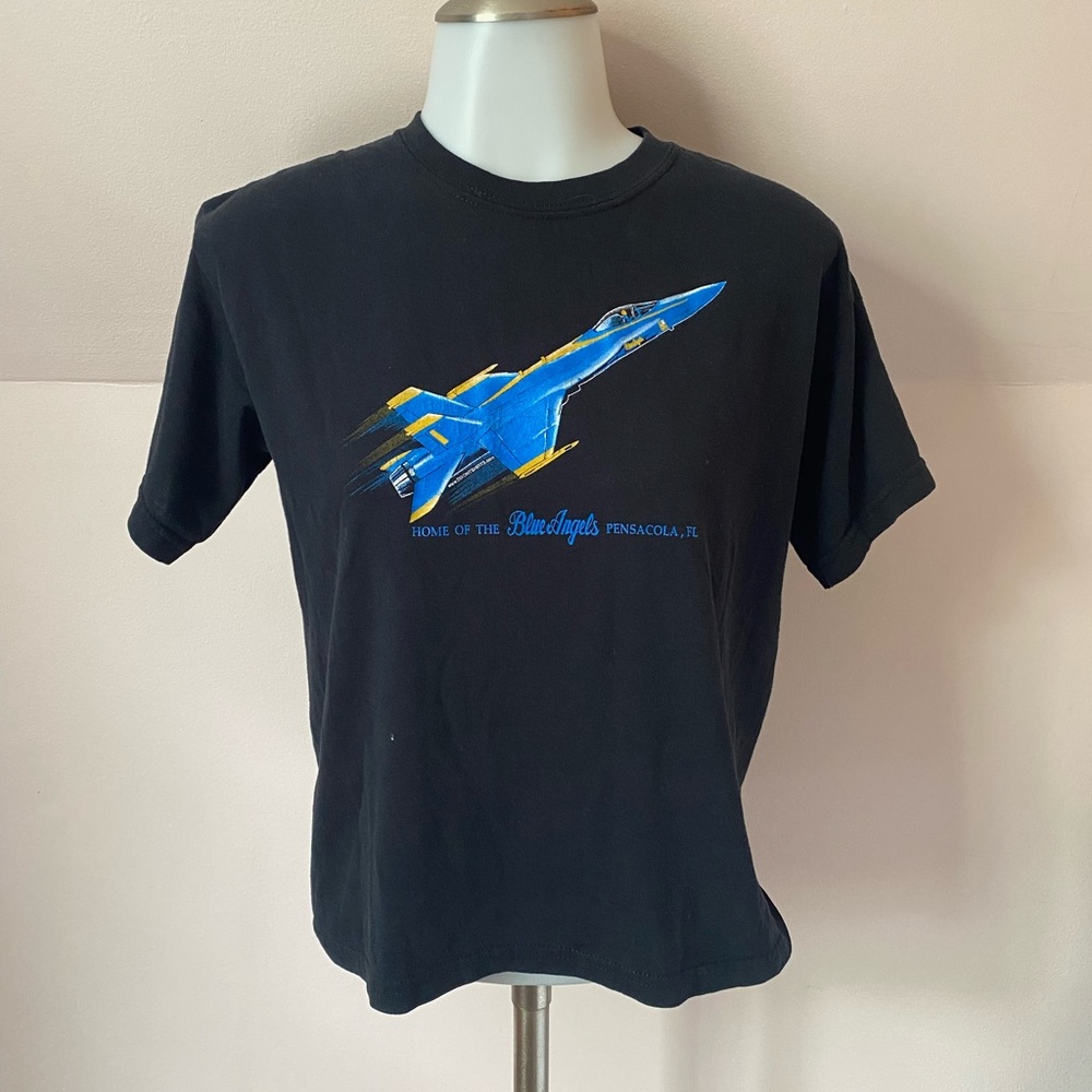 Gildan Electric Blue Graphic Black Tee